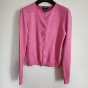 Ladies SZ PS Lauren Ralph Lauren Pink Silk Cardigan